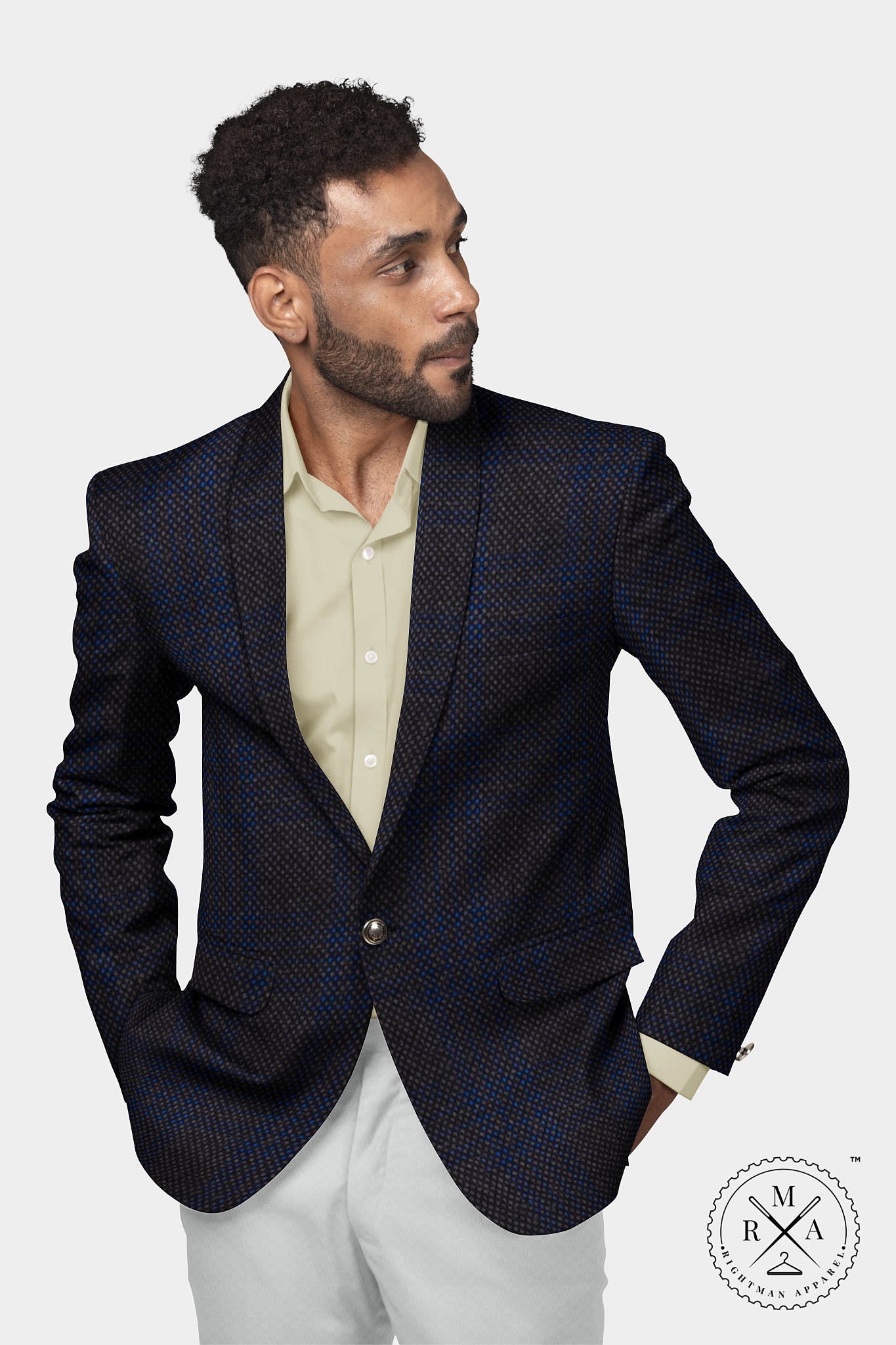 Blue TR Blazer With Brown Checks SU76